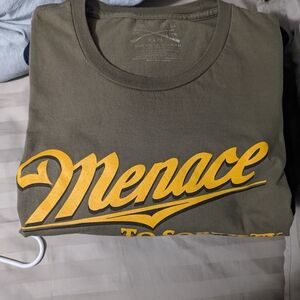 Menace Graphic Tee in Olive and Yellow
